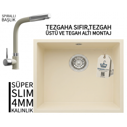 RealStone Steep 50 Krem Granit Evye & Sümela Krem Uyumlu Batarya Seti