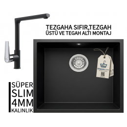 RealStone Steep 50 Siyah Granit Evye & Vesta Siyah Uyumlu Batarya Seti