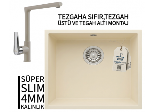 RealStone Steep 50 Krem Granit Evye & Vesta Krem Uyumlu Batarya Seti