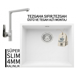 RealStone Steep 50 Beyaz Granit Evye & Vesta Beyaz Uyumlu Batarya Seti