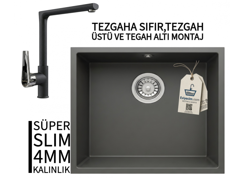 RealStone Steep 50 Antrasit Granit Evye & Vesta Antrasit Uyumlu Batarya Seti RealStone Steep 50 Antrasit Granit Evye & Vesta Antrasit Uyumlu Batarya Seti