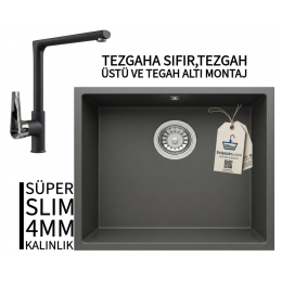 RealStone Steep 50 Antrasit Granit Evye & Vesta Antrasit Uyumlu Batarya Seti
