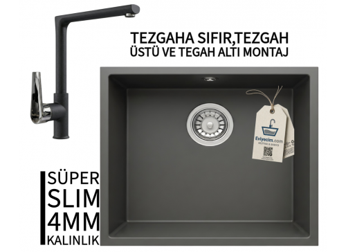 RealStone Steep 50 Antrasit Granit Evye & Vesta Antrasit Uyumlu Batarya Seti RealStone Steep 50 Antrasit Granit Evye & Vesta Antrasit Uyumlu Batarya Seti
