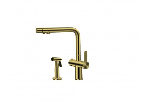 Crauf Batarya Lusso 4040 Arıtmalı Mutfak Bataryası - Harici El Duşlu (Side Spray) Set - Imperial Gold (İpeksi Altın)