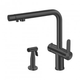 Crauf Batarya Lusso 4040 Arıtmalı Mutfak Bataryası - Harici El Duşlu (Side Spray) Set - Dark Graphite (Füme)