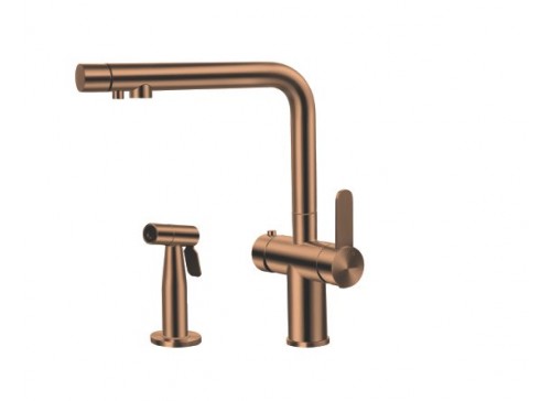 Crauf Batarya Lusso 4040 Arıtmalı Mutfak Bataryası - Harici El Duşlu (Side Spray) Set - Royal Bronze (Bakır)