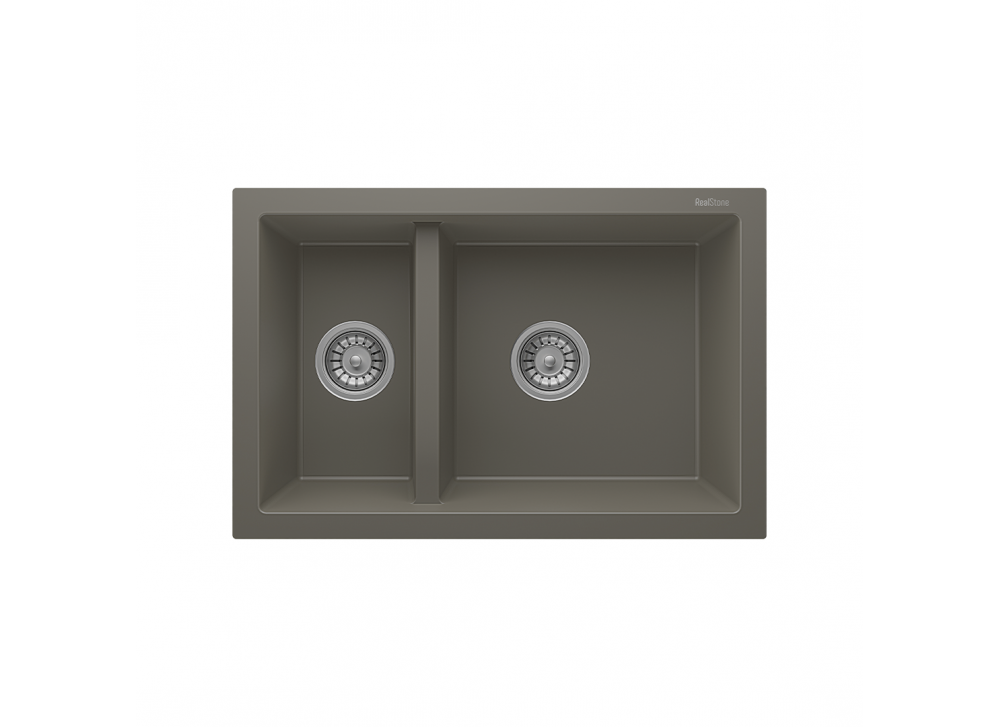 RealStone Bergama P018 Granit Evye 770x530 mm Damlalıksız Çift Göz Mutfak Evyesi - RealStone 018 Bergama Gri RealStone Bergama P018 Granit Evye 770x530 mm Damlalıksız Çift Göz Mutfak Evyesi - RealStone 018 Bergama Gri