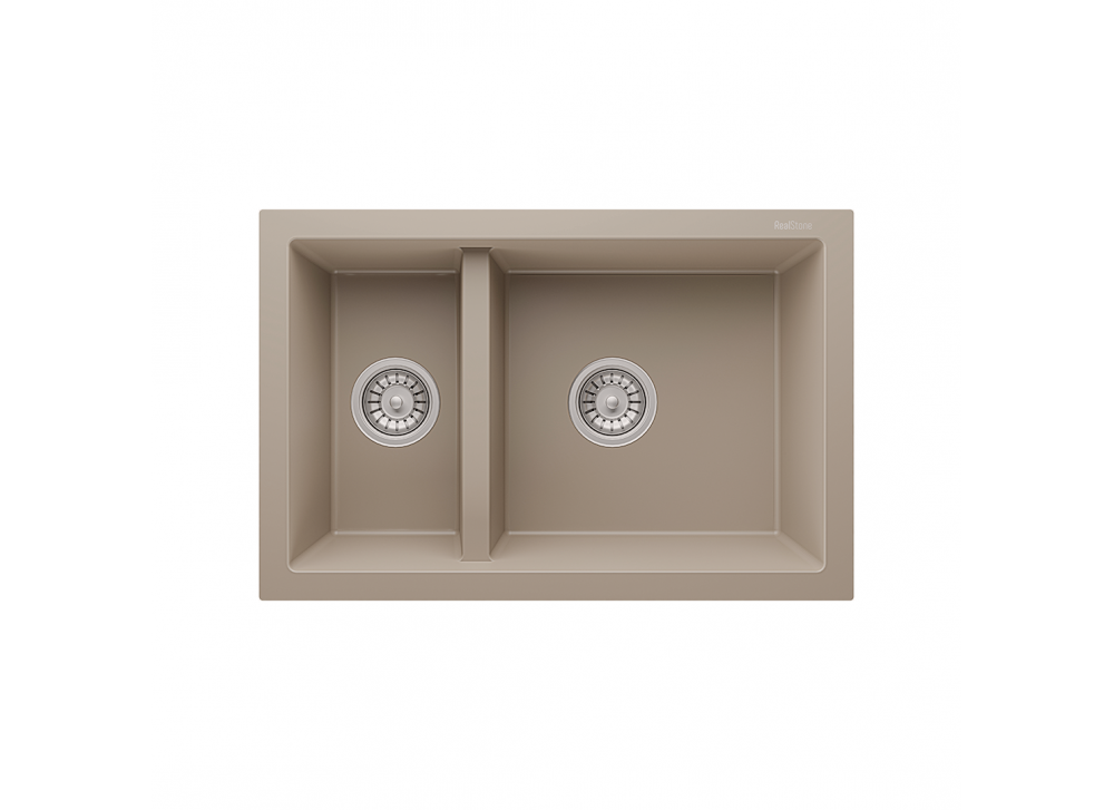 RealStone Bergama P018 Granit Evye 770x530 mm Damlalıksız Çift Göz Mutfak Evyesi - RealStone 018 Bergama Cappicino RealStone Bergama P018 Granit Evye 770x530 mm Damlalıksız Çift Göz Mutfak Evyesi - RealStone 018 Bergama Cappicino