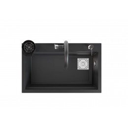 75,5x47 cm Antrasit Akıllı Mutfak Evyesi RealStone Hermes G04
