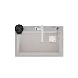 75,5x47 cm Beyaz Akıllı Mutfak Evyesi RealStone Hermes G04