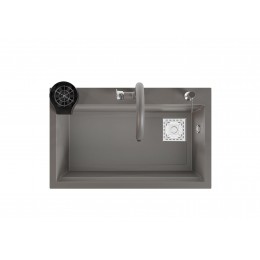 75,5x47 cm Gri Akıllı Mutfak Evyesi RealStone Hermes G04