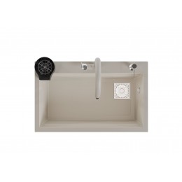 75,5x47 cm Krem Akıllı Mutfak Evyesi RealStone Hermes G04