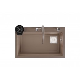 75,5x47 cm Cappuccino Akıllı Mutfak Evyesi RealStone Hermes G04
