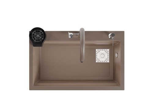 75,5x47 cm Cappuccino Akıllı Mutfak Evyesi RealStone Hermes G04 75,5x47 cm Cappuccino Akıllı Mutfak Evyesi RealStone Hermes G04