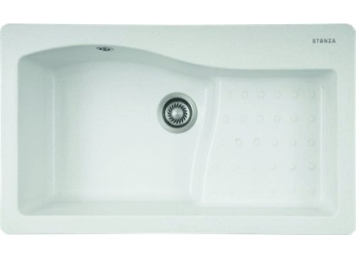 Stonza Volvo Granit Evye - 86x51 cm Damlalıklı, Özgün Tasarımlı Mutfak Eviyesi - Stonza Volvo Beyaz