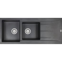 GL General Bohem Granit Eviye 49x114 cm - Çift Gözlü Damlalıklı Mutfak Evyesi - GL General Bohem Siyah