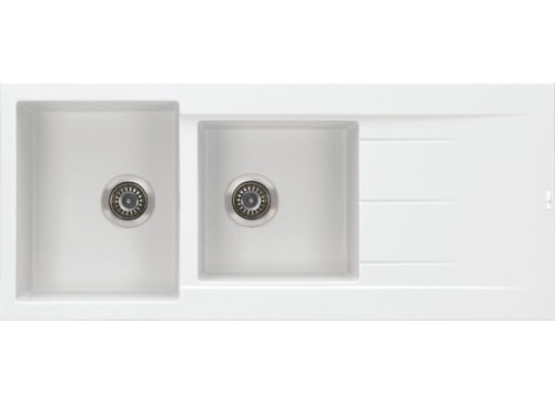 GL General Bohem Granit Eviye 49x114 cm - Çift Gözlü Damlalıklı Mutfak Evyesi - GL General Bohem Beyaz GL General Bohem Granit Eviye 49x114 cm - Çift Gözlü Damlalıklı Mutfak Evyesi - GL General Bohem Beyaz