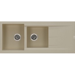 GL General Bohem Granit Eviye 49x114 cm - Çift Gözlü Damlalıklı Mutfak Evyesi - GL General Bohem Krem
